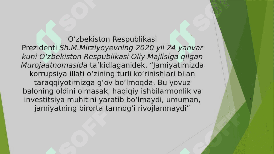 Korrupsiyaga qarshi kurash bo’yicha xalqaro qonunlar va qarorlarning O’zbekistonda ratifikatsiya qilishning ahamiyati, iqtisodiy-siyosiy va ijtimoiy-huquqiy mexanizmlari 3