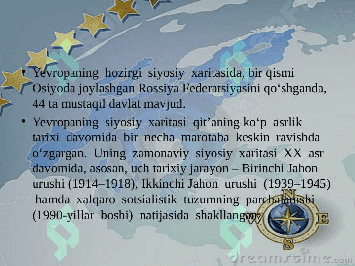 Yevropaning  geografik  o‘rni,  chegaralari  va  siyosiy xaritasi 4