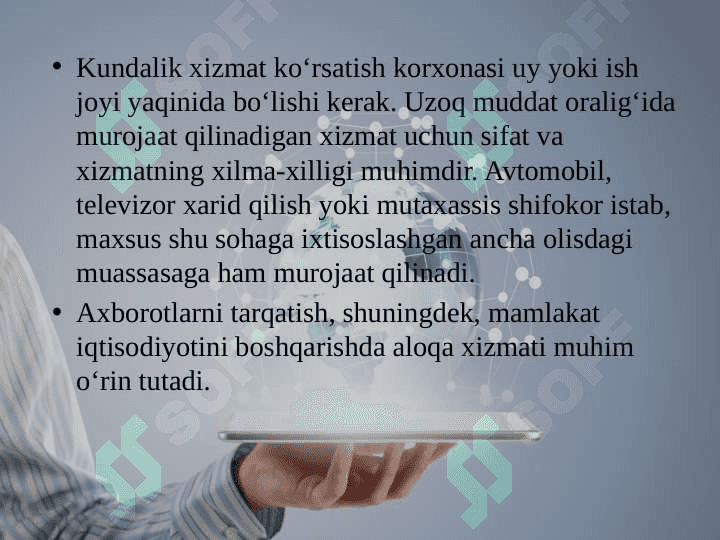 AHOLIGA XIZMAT KO‘RSATISH SOHALARI GEOGRAFIYASI 8