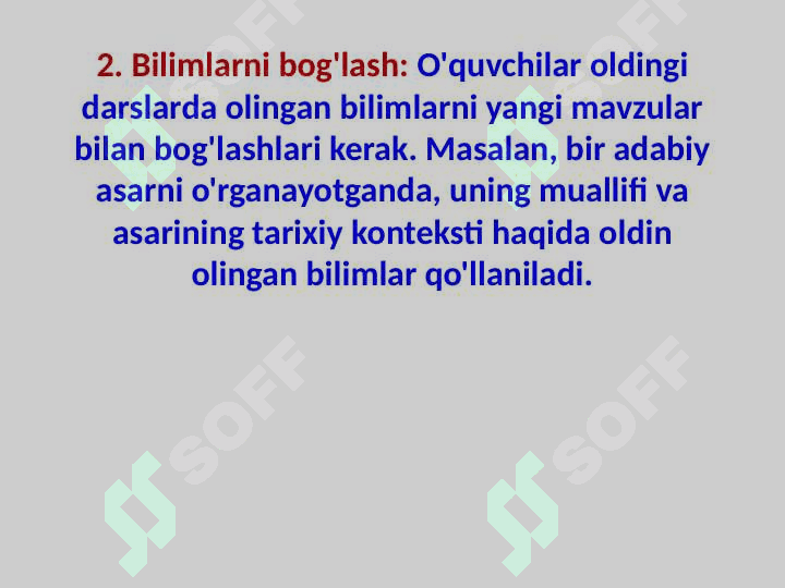 Adabiyot darslarida uzviylik va uzluksizlik tamoyili. 4