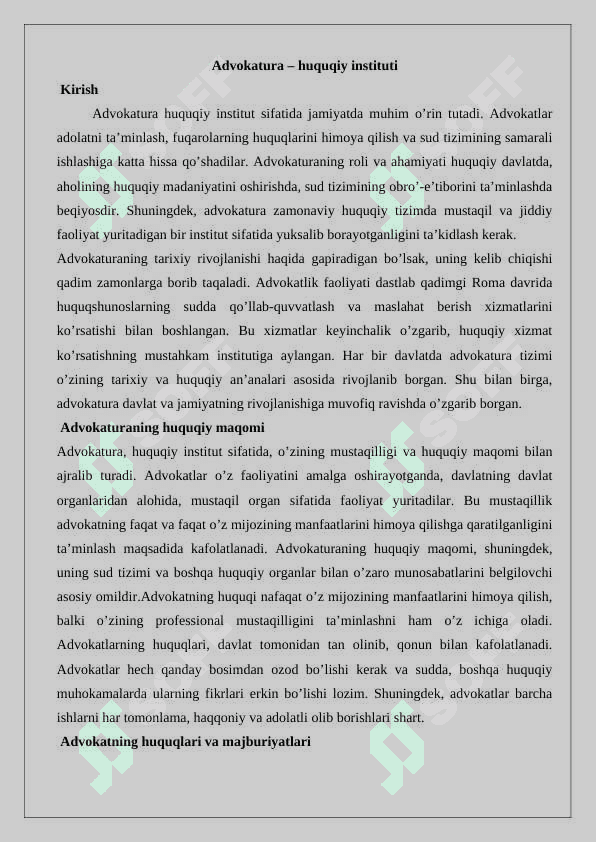 Advakatura – huquqiy instituti 2