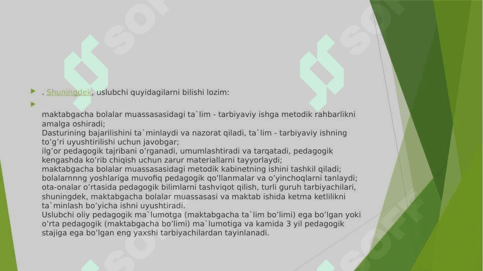 Maktabgacha ta'lim tashkiloti metodisti va uni pedagogik jarayonlarni tashkil etishdagi o’rni 4