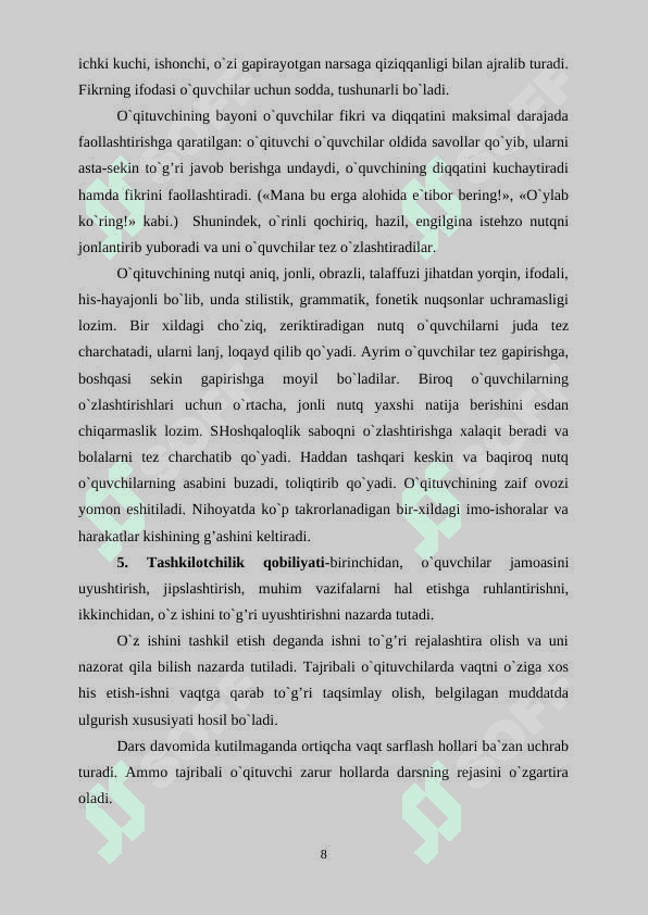 Jamoa rivojlanishida tarbiya usullar 8