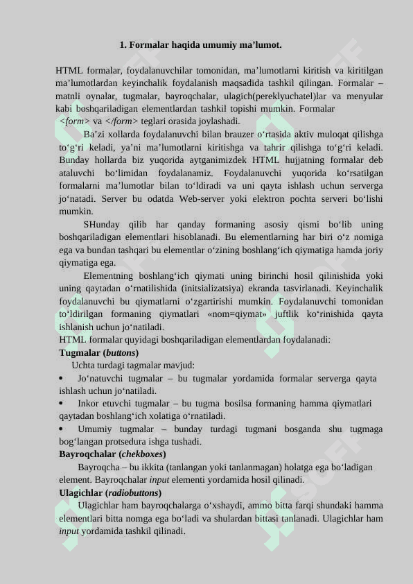 HTML da formalar bilan ishlash 2