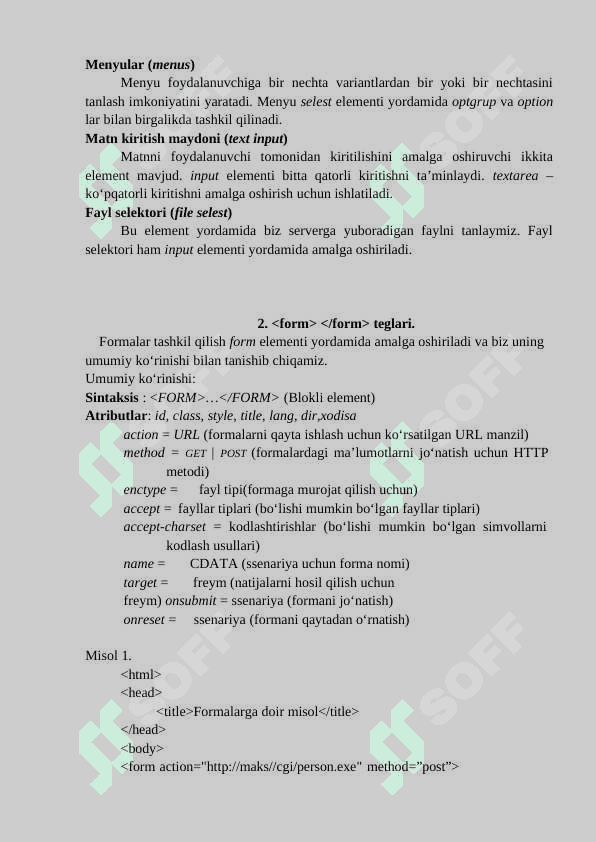 HTML da formalar bilan ishlash 3