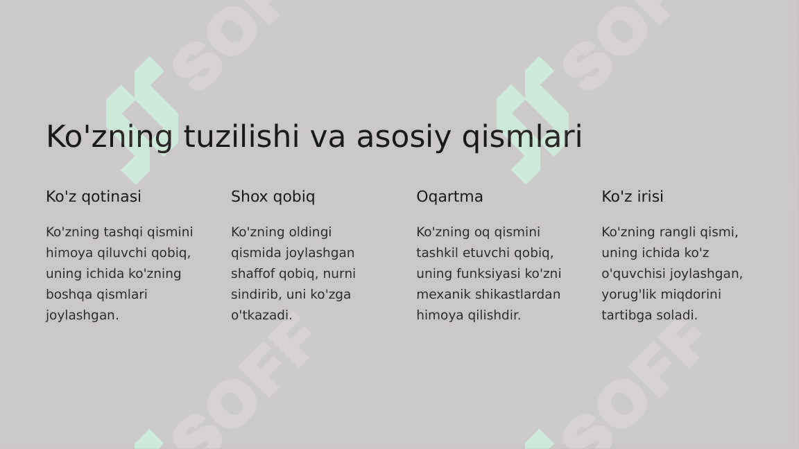 Ko'zning optik sistemasi va uning fizik xususiyatlari 3