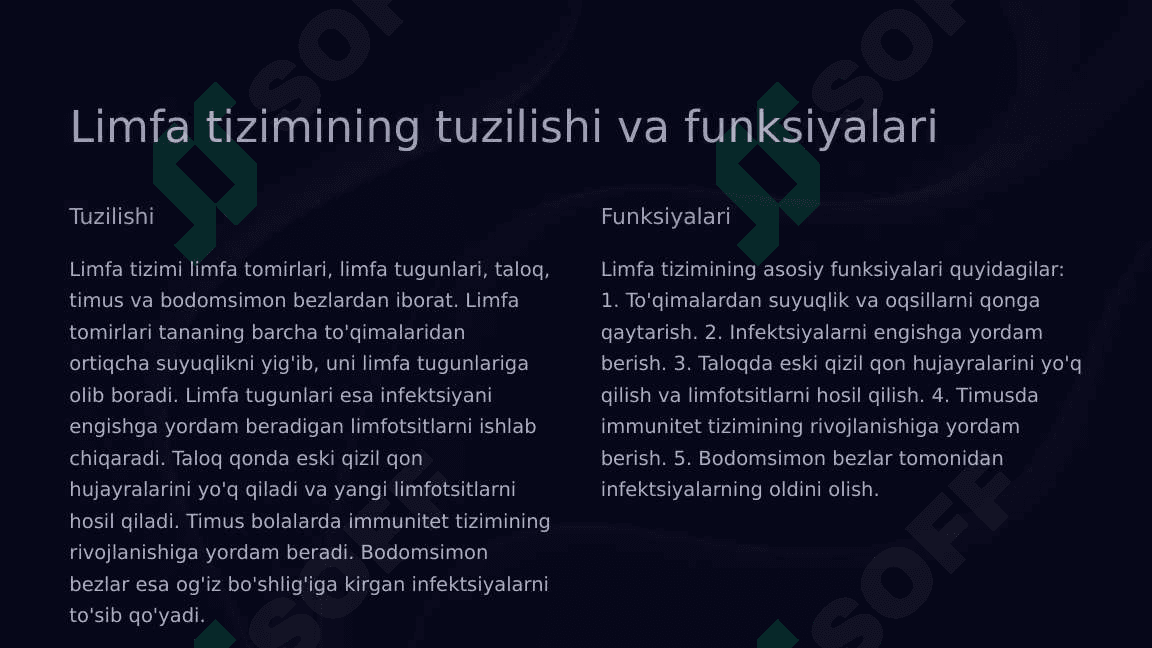 Limfa tizimi filogenezi, ontogenezi, anomaliyalari 4