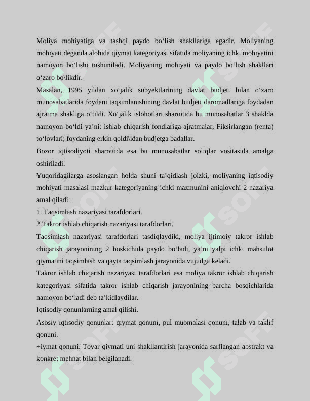 Moliyaning zamonaviy konsepsiyalari va ularni hozirgi zamon xususiyatlari 4