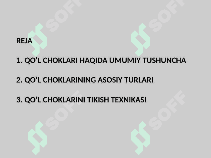 Qo'l choklaridan namunalar tikish. 3