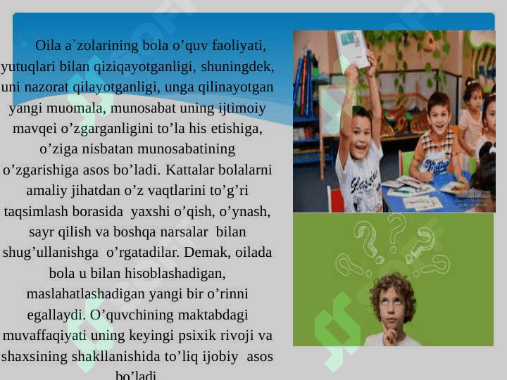 KICHIK MAKTAB YOSHI DAVRIDA PSIXIK RIVOJLANISH XUSUSIYATLAR (taqdimot) 5