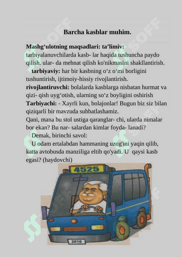 Barcha kasblar muhim - Ochiq mashg'ulot 3