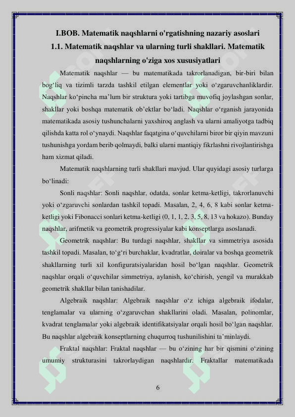 Matematik naqshlarni o’rgatish metodikasi 6