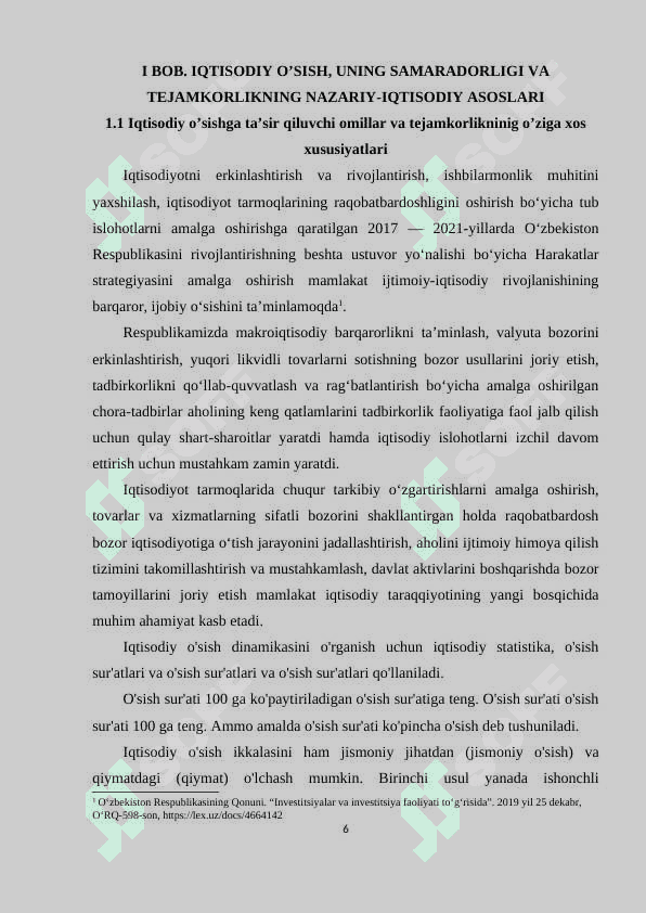 IQTISODIY O‘SISH VA UNING SAMARADORLIGINI OSHIRISH, TEJAMKORLIK. 6