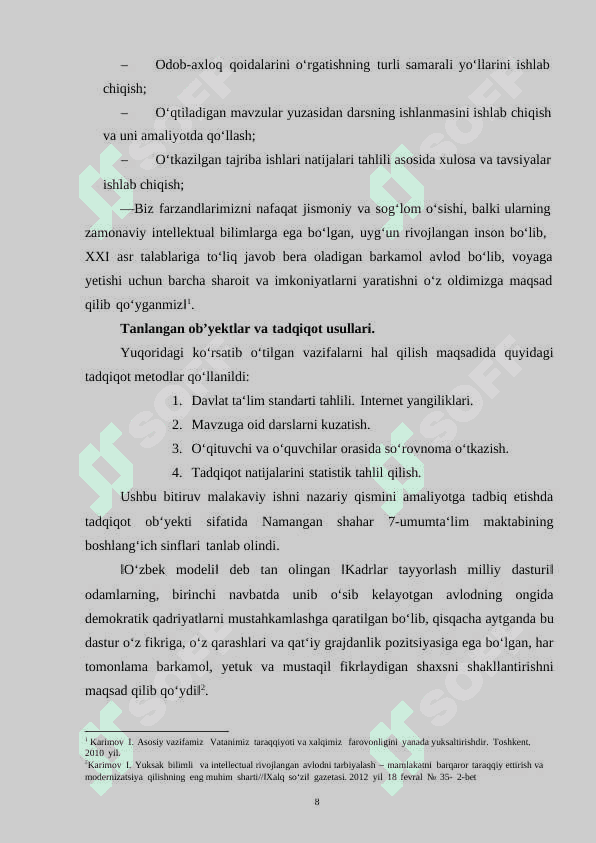 BOSHLANG`ICH SINFLARDA O`QISH DARSLARINI TASHKIL ETISHNING NAZARIY ASOSLARI 8