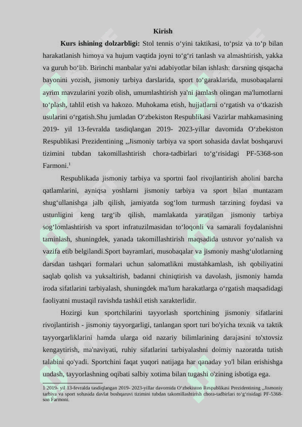 Stol tennisi darslarida ko'nikma va malakalarni shakillantirishda 3