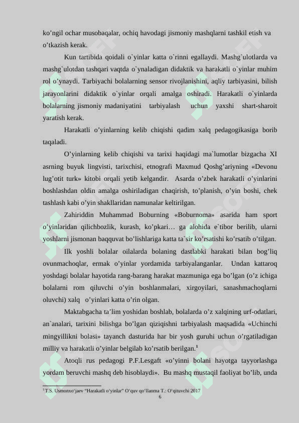 “Harakatli o'yinlar (milliy xalq va folklyor o’yinlari)” 6