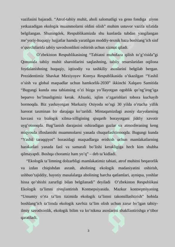 BOSHLANG‘ICH SINFLARDA “OKEAN SUVINING SHO‘RLIGI VA UNDAGI GAZLAR”  MAVZUSINI O‘RGATISH METODIKASI. 3