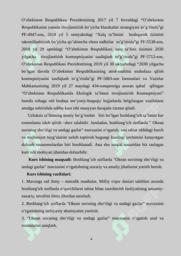 BOSHLANG‘ICH SINFLARDA “OKEAN SUVINING SHO‘RLIGI VA UNDAGI GAZLAR”  MAVZUSINI O‘RGATISH METODIKASI. 4