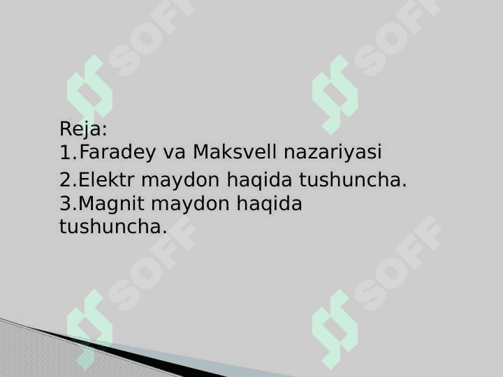 Elektr maydoni to’g’risida tushunchalar. Yerning magnit maydoni. 2