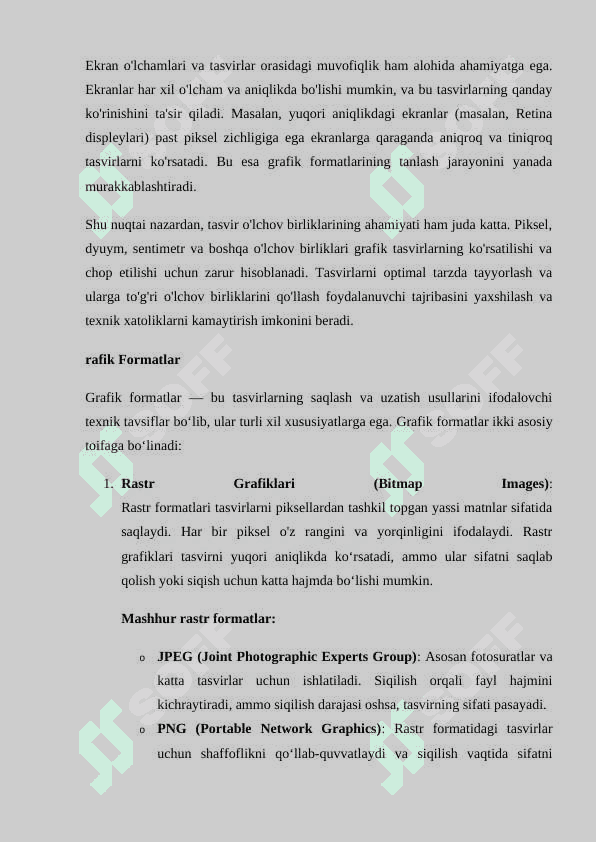 Grafik formatlar va ekran o'lchamlari. Tasvir o'lchov birliklari 3