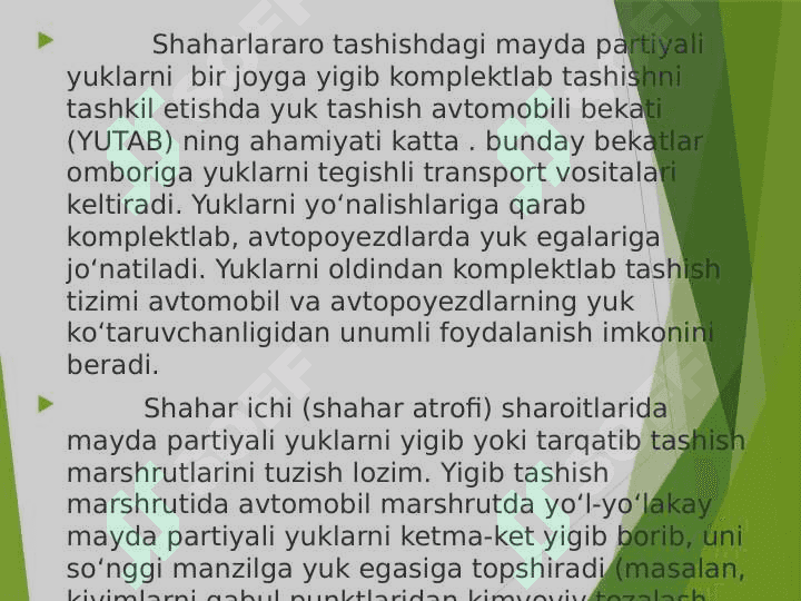 Respublikamiz tashqi iqtisodiy faoliyatida xalqaro yuk tashuvlarini takomillashtirish yo`llari 5