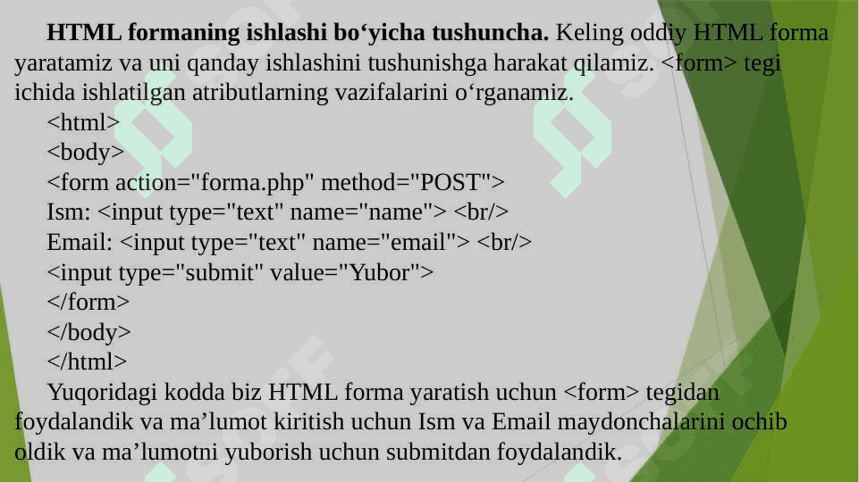 Formalar bilan ishlash 2
