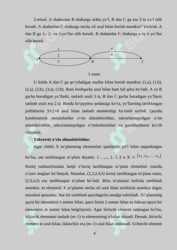 Kombinatorika elementlarini oʻqitish metodikasi 8