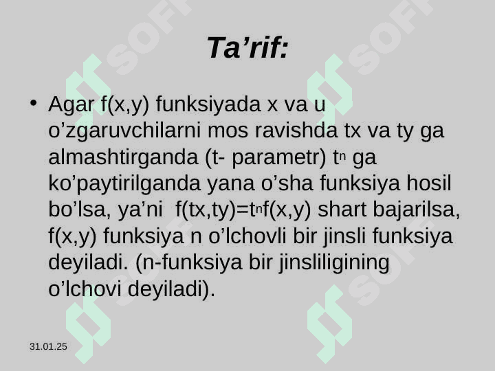 BIR JINSLI DIFFERENSIAL TENGLAMALAR 3