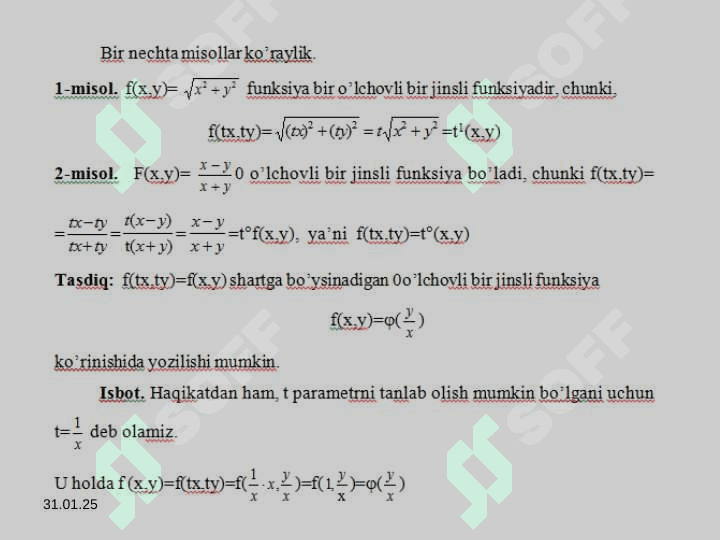BIR JINSLI DIFFERENSIAL TENGLAMALAR 4
