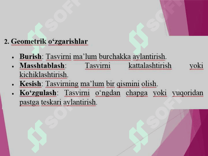 TASVIRLAR USTIDA BAJARILADIGAN OPERATSIYALAR 6
