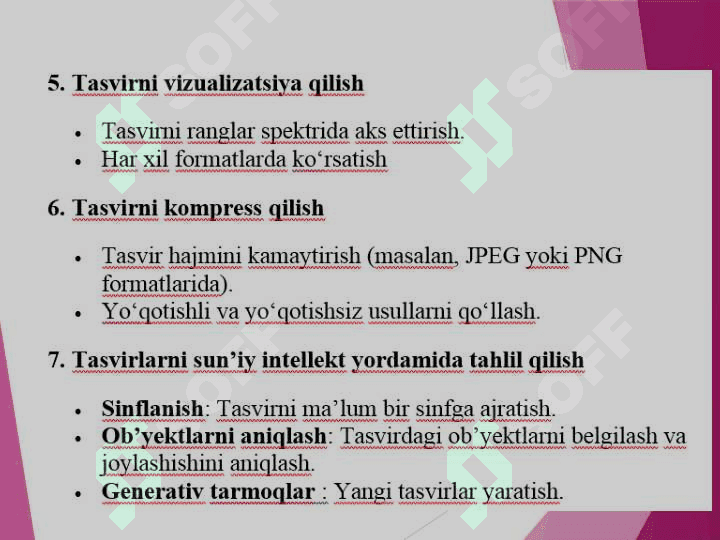 TASVIRLAR USTIDA BAJARILADIGAN OPERATSIYALAR 8