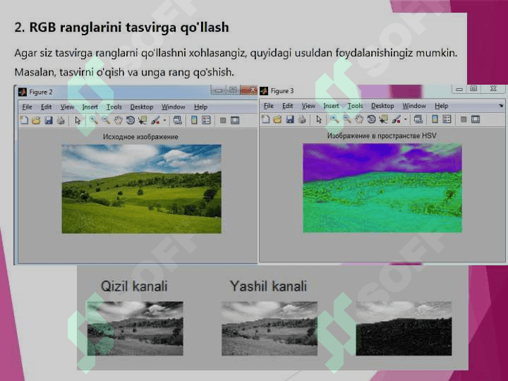 MATLAB dasturida rang hosil qilish fayllari bilan ishlash 4