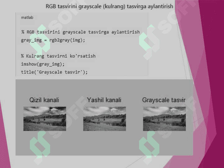MATLAB dasturida rang hosil qilish fayllari bilan ishlash 5