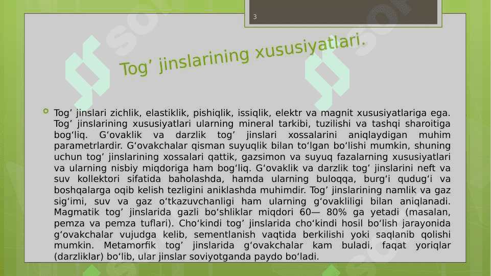 TOG’ JINSLARI 3