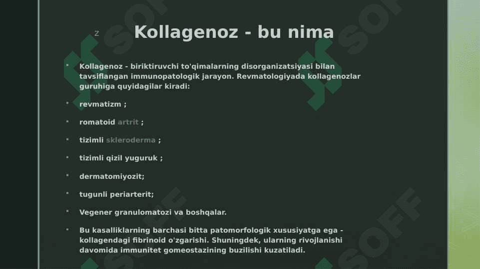 Kollagenozlar, patagenezi va tashxisi 2