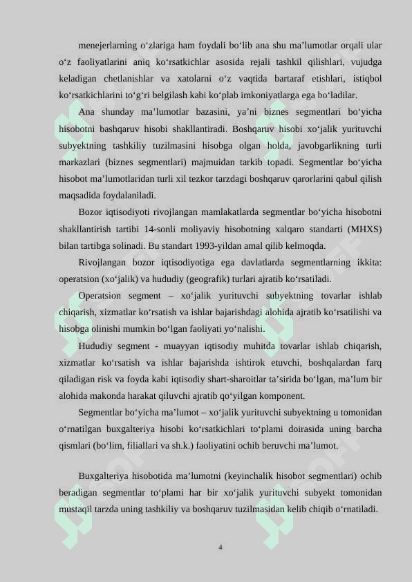 TASHQI FOYDALANUVCHILAR UCHUN SEGMENTLAR BO'YICHA HISOBOTNI TUZISH TARTIBLARI 4