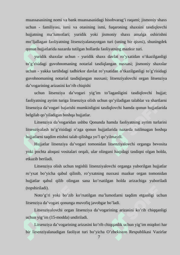 Litsenziyalash tartibini soddalashtirish,elektron litsenziyalash.Tadbirkorlik faoliyatida muvofiklikni baholash Tadbirkorlik faoliyatining mulkiy asoslari 7
