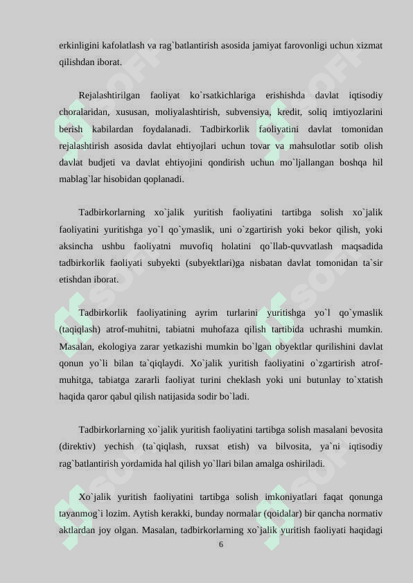 Tadbirkorlik faoliyatini davlat tomonidan tartibga solish va nazorat qilish 6