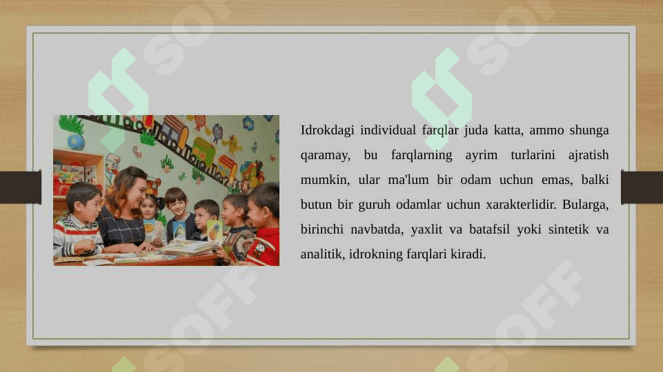Idrokning individual farqlari va uning rivojlanishi slayd 3