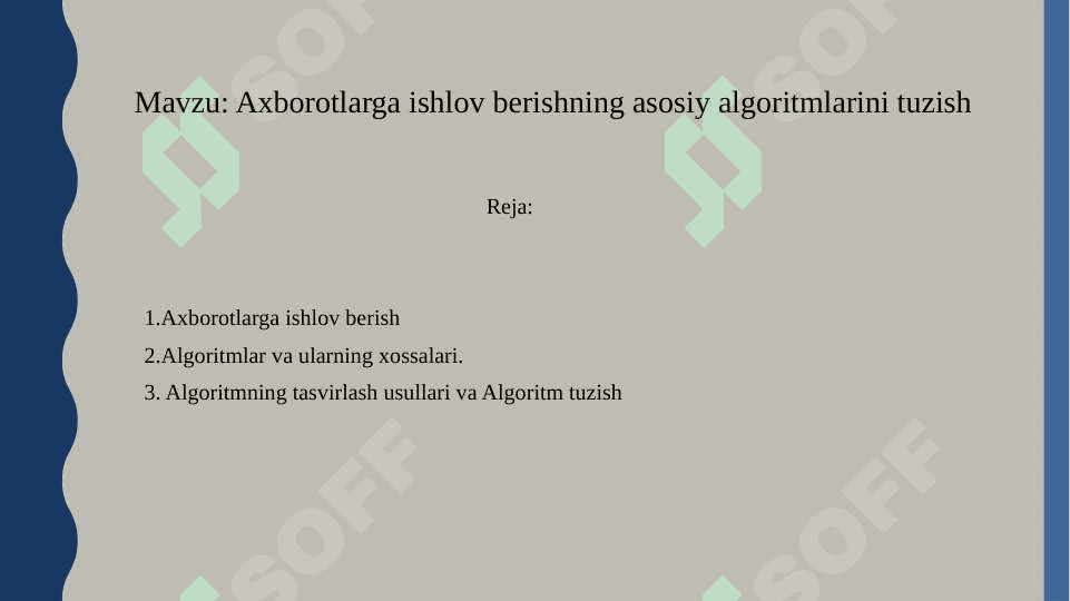 Axborotlarga ishlov berishning asosiy algoritmlarini tuzish 2