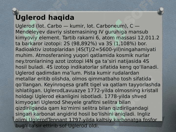 Uglerod birikmalari va xossalari 3