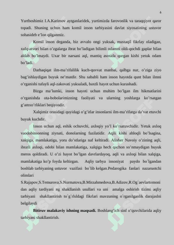 Boshlang’ich sinf o’quvchilarida aqliy tarbiyani shakllantirish yo’llari (o’qish darslari misolida) 6