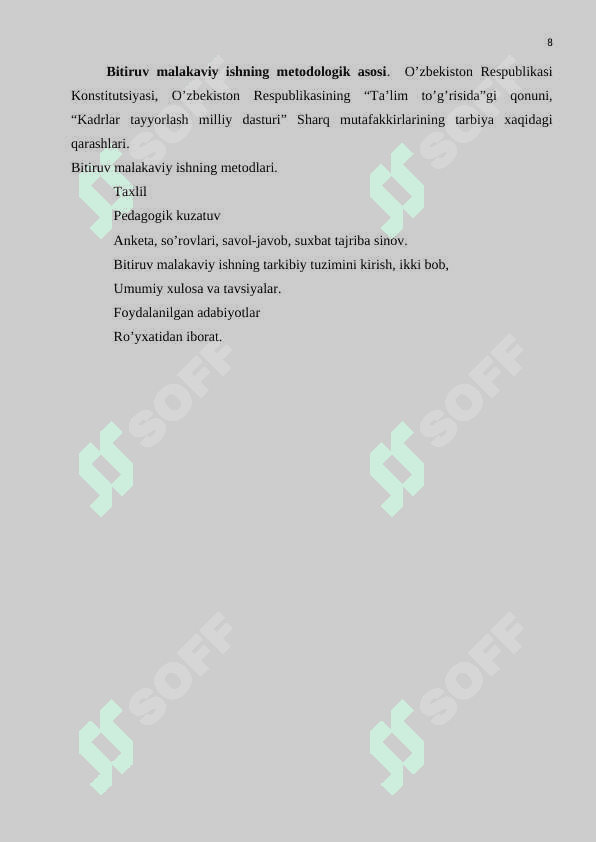 Boshlang’ich sinf o’quvchilarida aqliy tarbiyani shakllantirish yo’llari (o’qish darslari misolida) 8