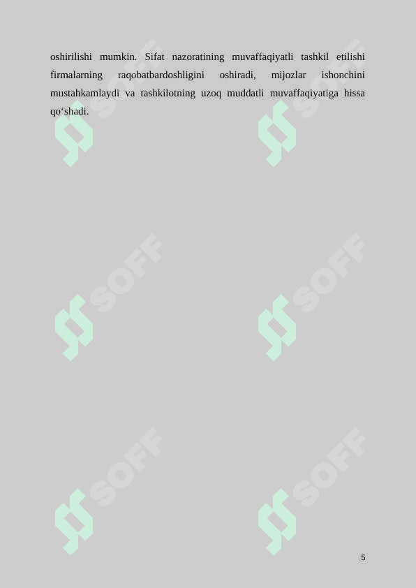 SIFAT NAZORATINING ROLI SOHADAGI FIRMALARNING UMUMIY STRATEGIK TIPLARI 5