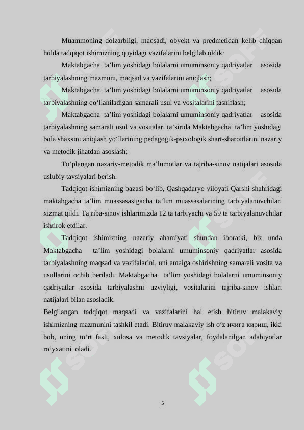 Maktabgacha  ta’lim yoshidagi bolalarni umuminsoniy qadriyatlar asosida tarbiyalashning pedagogik-psixologik aspektlari 5