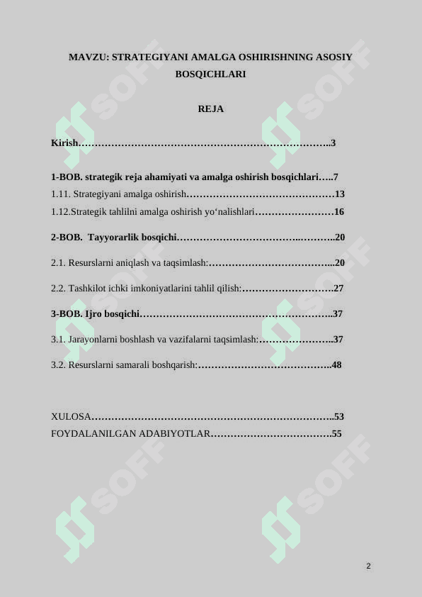 STRATEGIYANI AMALGA OSHIRISHNING ASOSIY BOSQICHLARI 2