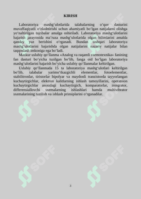 ANALOG VA RAQAMLI SXEMOTEXNIKA labaratoriya ishlari Uslubiy qo'llanma 3