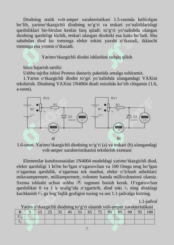 ANALOG VA RAQAMLI SXEMOTEXNIKA labaratoriya ishlari Uslubiy qo'llanma 7
