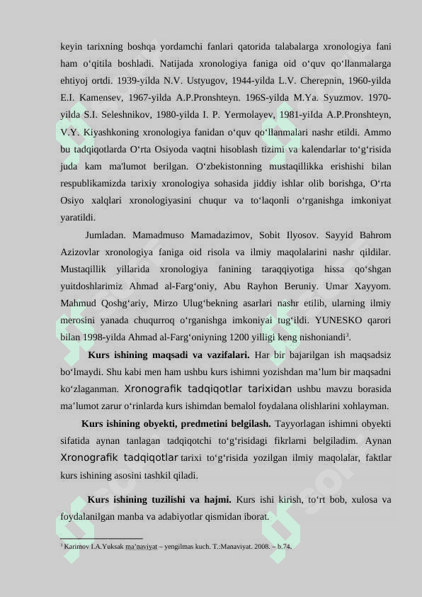Xronografik tadqiqotlar tarixidan 4