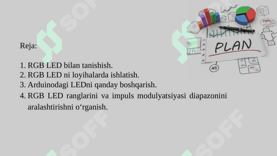 RGB yorug‘lik diodi bilan ishlash. Impuls kengligining modulyatsiyasi 2
